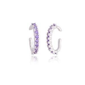 Piercing Swarovski authentic Crystals amethyst color white rhodium plated